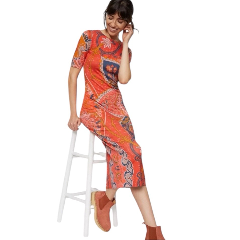 Anthropologie Farm Rio Giannina Knit Midi Dress Paisley Floral Medium